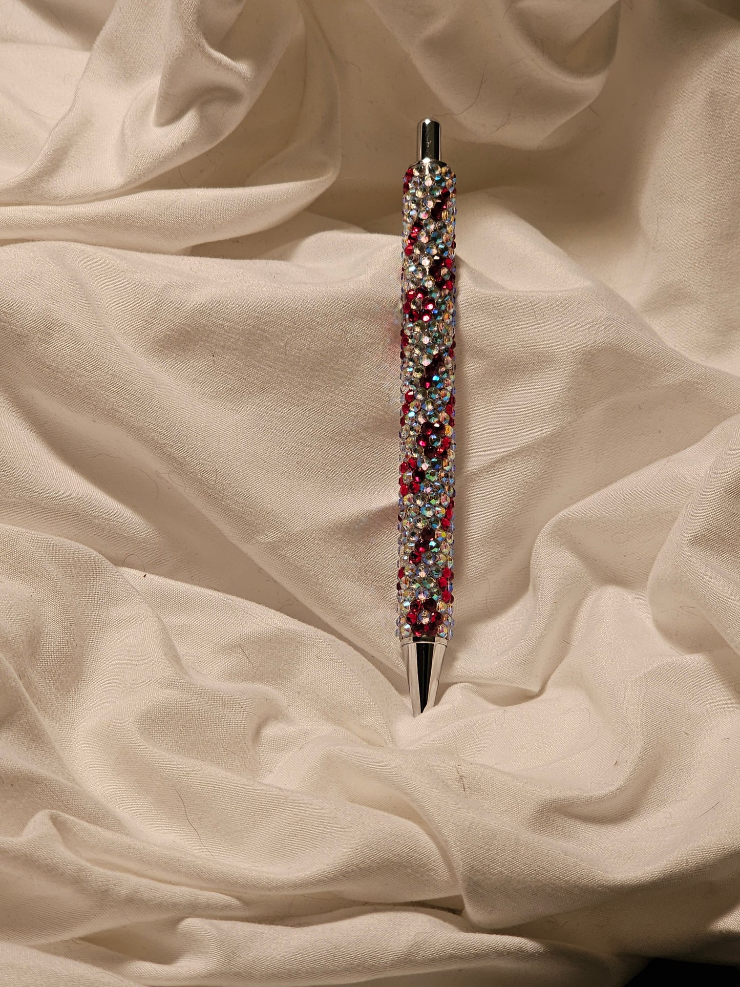 Red flowers/diamond base resin rhinestone pen