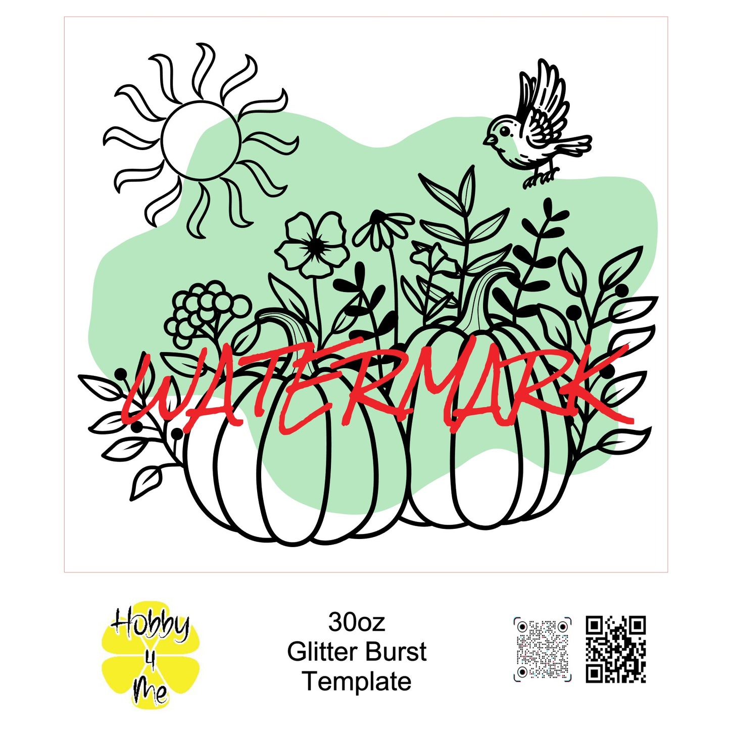 30oz Glitter Burst template