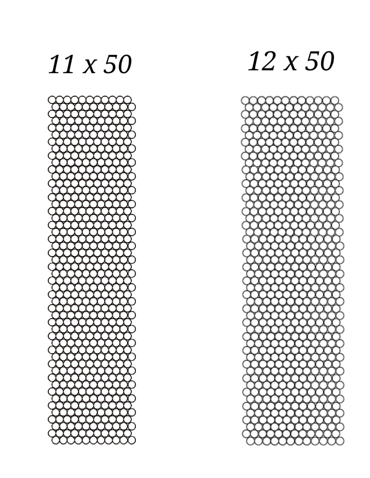Pen templates blank grids 11 x 50 and 12 x 50