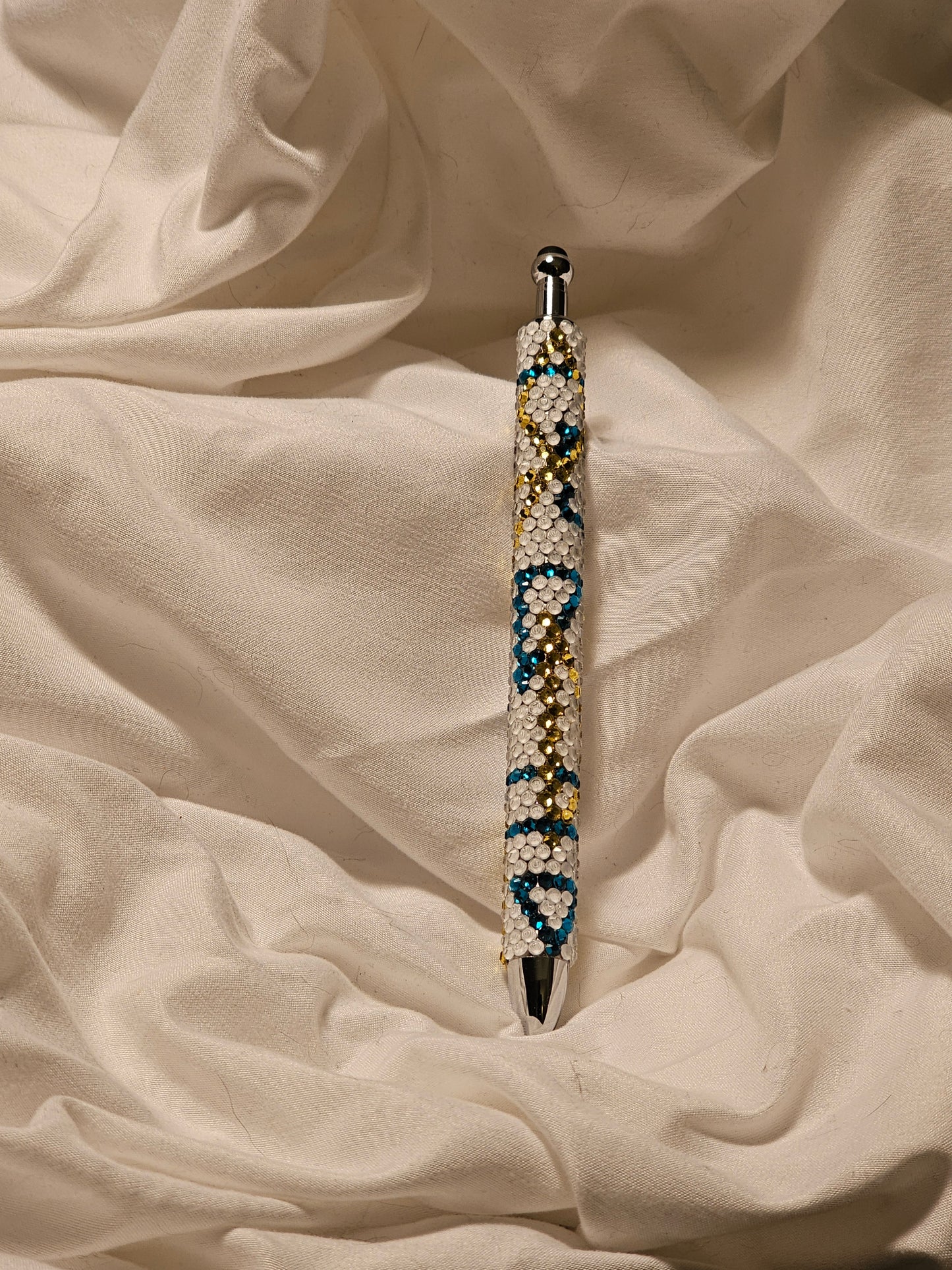 White/Blue/gold template glass rhinestone pen