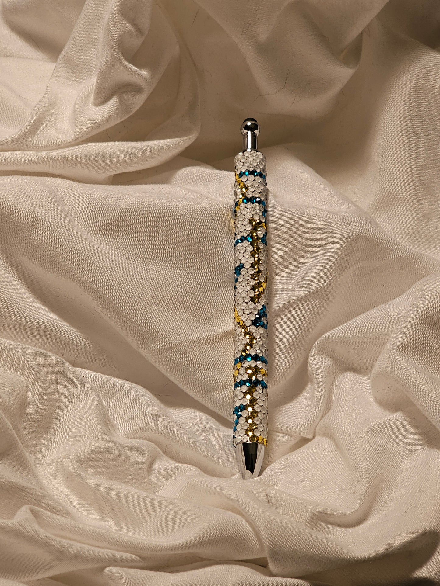 White/Blue/gold template glass rhinestone pen