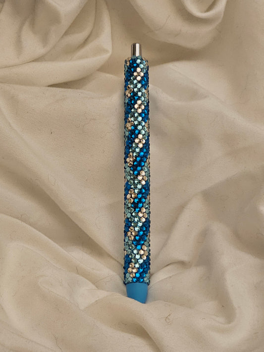 Blue multicolor glass rhinestone pen