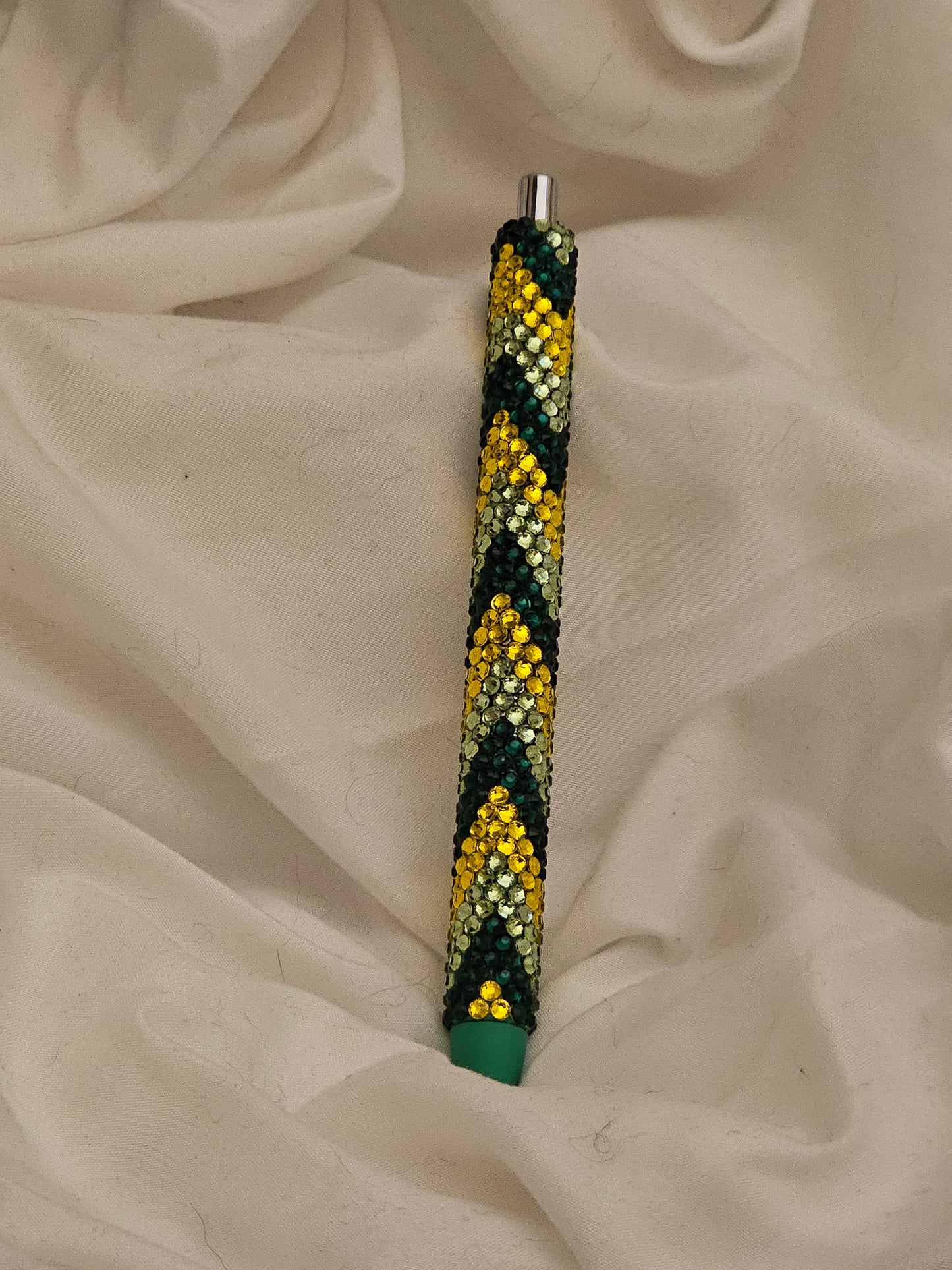 Yellow/green multicolor glass rhinestone pen