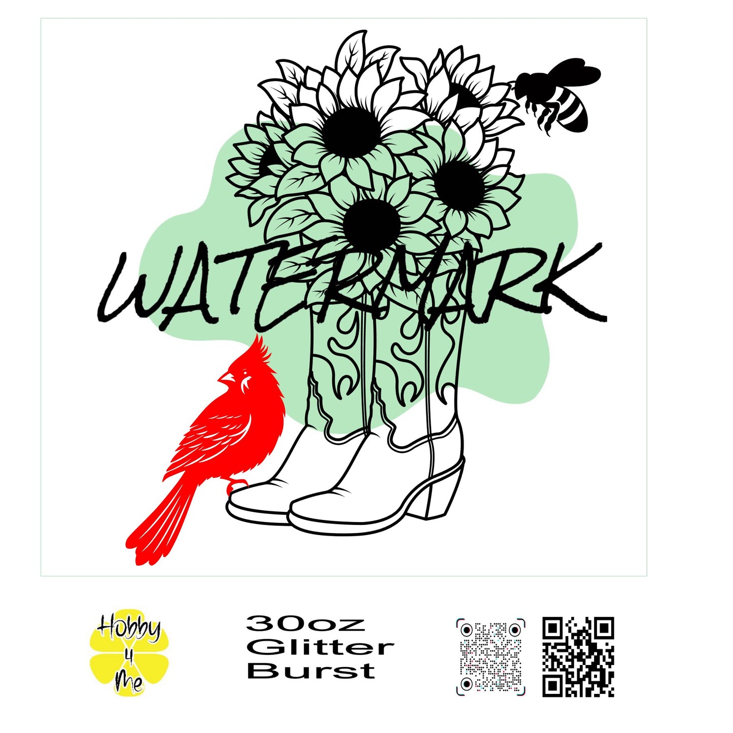 30oz Glitter Burst template