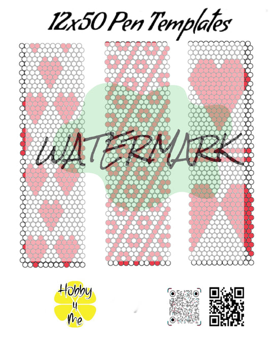 Pen templates Valentines 12x50